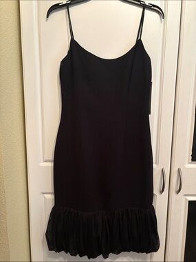 Maggy London Black Mini Slip Dress with Ruffle Hem